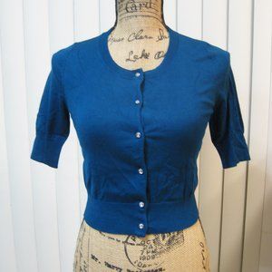 NWT Express blue cropped cardigan sweater XS extra small